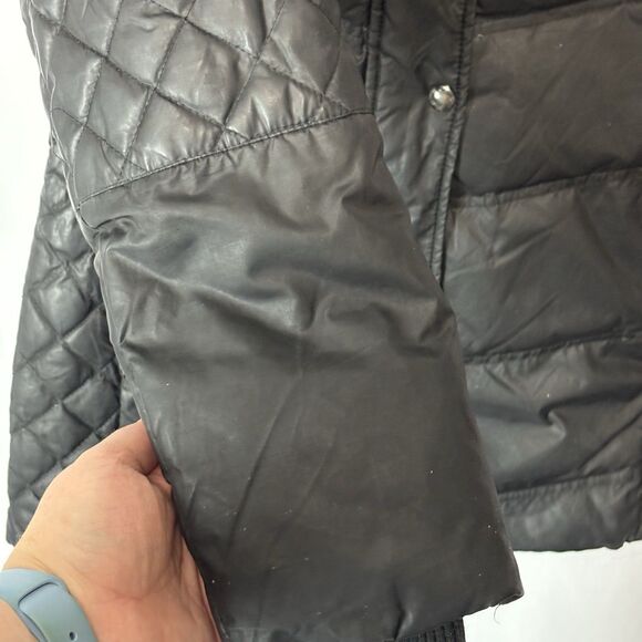 GUESS Puffer Black Quilted Jacket Size S Women's Full Zip Hooded Down Faux Fur - Picture 4 of 14